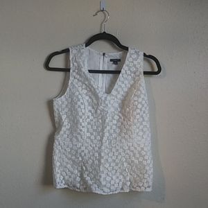 Ann Taylor White Floral Print Top